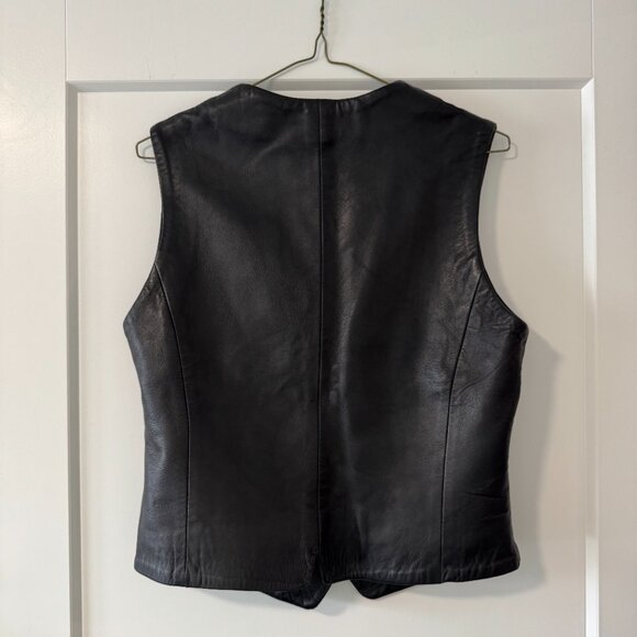 Vintage 90s Esprit De Corp (Susie Tompkins) Black Leather Vest - women's M - Picture 5 of 9